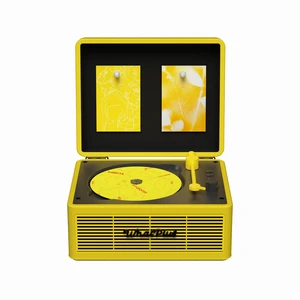 CD Player with Bluetooth Speakers, App Control, Magnetic Display Color: Black and Yellow. High-fidelity sound with a retro desktop design, ideal for home decor and gifting CD Player with Bluetooth Speakers, App Control, Magnetic Display Color: Black and Yellow. High-fidelity sound with a retro desktop design, ideal for home decor and gifting
