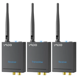 2.4GHz Wireless Audio Transmitter Receiver (1 TX+2 RX) for Home Audio 320ft Long Range 20ms-Ultra Low Latency RCA Jack Wireless Adapter from TV/PC to Active Subwoofer/Powered Speaker/Stereo 2.4GHz Wireless Audio Transmitter Receiver (1 TX+2 RX) for Home Audio 320ft Long Range 20ms-Ultra Low Latency RCA Jack Wireless Adapter from TV/PC to Active Subwoofer/Powered Speaker/Stereo