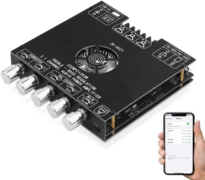 Bluetooth 5.1 Audio Amplifier Board, ZK-AS21 2.1CH 220W x 2 + 350W HiFi Amp Subwoofer Power Amp Mini Digital Audio Amp Module for Home Speakers(30-220W, 3-8Ohms), DC 16-38V, BT USB AUX Input Bluetooth 5.1 Audio Amplifier Board, ZK-AS21 2.1CH 220W x 2 + 350W HiFi Amp Subwoofer Power Amp Mini Digital Audio Amp Module for Home Speakers(30-220W, 3-8Ohms), DC 16-38V, BT USB AUX Input