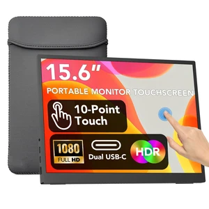 15.6" Portable Monitor Touchscreen, 1080P FHD IPS USB-C Travel Monitor Tempered Glass, 10-Point Touch, Dual Speakers, Kickstand, HDMI, External Monitor for Laptop MacBook Phone PS5 Switch Xbox 15.6" Portable Monitor Touchscreen, 1080P FHD IPS USB-C Travel Monitor Tempered Glass, 10-Point Touch, Dual Speakers, Kickstand, HDMI, External Monitor for Laptop MacBook Phone PS5 Switch Xbox