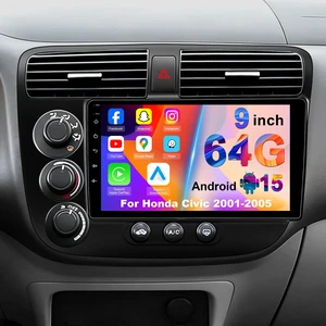 Car Radio Stereo for Honda Civic 2001-2005 Upgrade Android 15 64GB 9" Touchscreen CarPlay Android Auto Bluetooth WiFi GPS MirrorLink FM 36EQ SWC 1080P Backup Camera Car Radio Stereo for Honda Civic 2001-2005 Upgrade Android 15 64GB 9" Touchscreen CarPlay Android Auto Bluetooth WiFi GPS MirrorLink FM 36EQ SWC 1080P Backup Camera