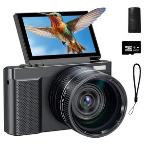 4K Digital Camera, 64MP Vlogging Camera for Photography with 3'' 180°Flip Screen,Macro and Wide-Angle Lenses,16X Vlogging Camera for YouTube with 64GB Micro SD Card for Beginner 4K Digital Camera, 64MP Vlogging Camera for Photography with 3'' 180°Flip Screen,Macro and Wide-Angle Lenses,16X Vlogging Camera for YouTube with 64GB Micro SD Card for Beginner
