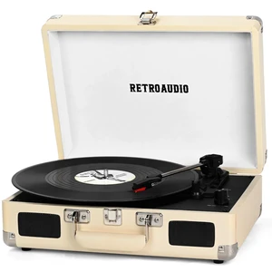 Portable Bluetooth Vintage Vinyl Record Player Turntable 3-speed belt-driven vinyl player, dual built-in stereo speakers, RCA & AUX output, portable suitcase phonograph Portable Bluetooth Vintage Vinyl Record Player Turntable 3-speed belt-driven vinyl player, dual built-in stereo speakers, RCA & AUX output, portable suitcase phonograph