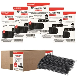 5000pcs 10Inch Black Cable Tie,Nylon Zip Ties,Industrial Grade,50 Pounds Tensile Strength,UV Resistant,Heavy Duty,for Home,Garden Trellis,Office,Garage and Workshop 5000pcs 10Inch Black Cable Tie,Nylon Zip Ties,Industrial Grade,50 Pounds Tensile Strength,UV Resistant,Heavy Duty,for Home,Garden Trellis,Office,Garage and Workshop