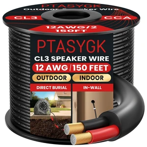 12 Gauge Outdoor Speaker Wire 150ft CL3 Direct Burial CCA Cable CL2 Rated, 2 Conductor Stranded Core, UV and Weather Resistant, No Conduit Needed Underground, Garden Patio Pool Audio 12 Gauge Outdoor Speaker Wire 150ft CL3 Direct Burial CCA Cable CL2 Rated, 2 Conductor Stranded Core, UV and Weather Resistant, No Conduit Needed Underground, Garden Patio Pool Audio
