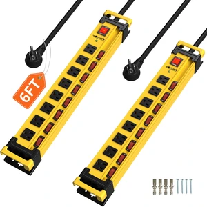 2 Packs 8 Outlet 2700J Surge Protector Power Strip with Individual Switches,Heavy Duty Garage Power Strip with Cord Manager,Flat Plug,6FT/14AWG Power Cord for Workshop,Shop,Home,Kitchen 2 Packs 8 Outlet 2700J Surge Protector Power Strip with Individual Switches,Heavy Duty Garage Power Strip with Cord Manager,Flat Plug,6FT/14AWG Power Cord for Workshop,Shop,Home,Kitchen