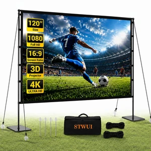 120 Inch Outdoor Projector Screen with Stand, 16:9 4K HD Portable Movie Screen, Lightweight Indoor Outdoor Projector Screen, Wrinkle-Free Screen with Carry Bag for Backyard, Camping, Home Theater 120 Inch Outdoor Projector Screen with Stand, 16:9 4K HD Portable Movie Screen, Lightweight Indoor Outdoor Projector Screen, Wrinkle-Free Screen with Carry Bag for Backyard, Camping, Home Theater