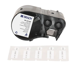 Authentic (M5-120-499) Aggressive Adhesive Multi-Purpose Nylon Labels 0.5 x 1 x 0.375 Dia Black on White, 240 Labels. for use with The BMP51 and M511 Label Printers Authentic (M5-120-499) Aggressive Adhesive Multi-Purpose Nylon Labels 0.5 x 1 x 0.375 Dia Black on White, 240 Labels. for use with The BMP51 and M511 Label Printers