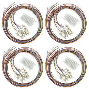 4Pack 12 Strand Multimode OM3 50/125 LC-UPC Fiber Pigtail, 1.5 Meters LC-OM3 Fiber Optic Pigtail, Includes 48 Fiber Optic Fusion Splice Protective Shrink Sleeves 4Pack 12 Strand Multimode OM3 50/125 LC-UPC Fiber Pigtail, 1.5 Meters LC-OM3 Fiber Optic Pigtail, Includes 48 Fiber Optic Fusion Splice Protective Shrink Sleeves