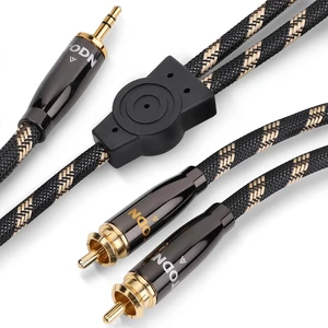 3.5mm to RCA Audio Cable 6.5ft 99.9999% OCC Shielded for Amplifiers Dual Shielded, 24k Gold-Plated Plugs, AUX to RCA Cable with Precise Channel Separation for Speakers, Stereo Receiver & MP3 3.5mm to RCA Audio Cable 6.5ft 99.9999% OCC Shielded for Amplifiers Dual Shielded, 24k Gold-Plated Plugs, AUX to RCA Cable with Precise Channel Separation for Speakers, Stereo Receiver & MP3
