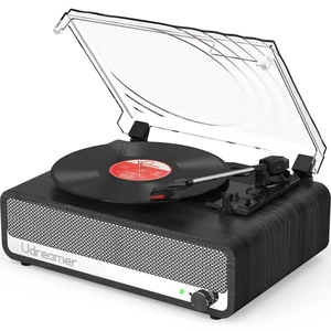Vinyl Record Player with Speakers, 3 Speed Turntable with Mirror, Black Latest Bluetooth 5.3, Aux Input, Headphone Jack, RCA Output, Auto Stop Vinyl Record Player with Speakers, 3 Speed Turntable with Mirror, Black Latest Bluetooth 5.3, Aux Input, Headphone Jack, RCA Output, Auto Stop