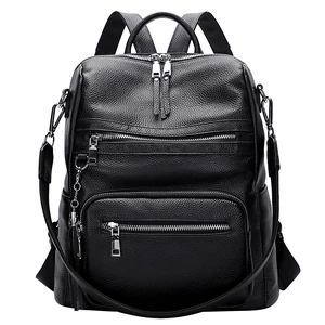 Genuine Leather Backpack for Women Soft Large Shoulder Bag Fits 11" ipad, Multi-pockets, Large Capacity Casual Shoulder Daypack for Daily Use, Travel, Commute, S106 Black Genuine Leather Backpack for Women Soft Large Shoulder Bag Fits 11" ipad, Multi-pockets, Large Capacity Casual Shoulder Daypack for Daily Use, Travel, Commute, S106 Black