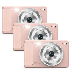 Digital Camera 56MP, FHD 1080P Point & Shoot Camera with 32GB SD Card, 2 Batteries, and Lanyard, Ideal for Kids & Teens, Suitable Gift for Girls Pink, 3-Pack Digital Camera 56MP, FHD 1080P Point & Shoot Camera with 32GB SD Card, 2 Batteries, and Lanyard, Ideal for Kids & Teens, Suitable Gift for Girls Pink, 3-Pack