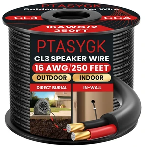 16 Gauge Outdoor Speaker Wire 250ft CL3 Direct Burial CCA Cable CL2 Rated, 2 Conductor Stranded Core, UV and Weather Resistant, No Conduit Needed Underground, Garden Patio Pool Audio 16 Gauge Outdoor Speaker Wire 250ft CL3 Direct Burial CCA Cable CL2 Rated, 2 Conductor Stranded Core, UV and Weather Resistant, No Conduit Needed Underground, Garden Patio Pool Audio