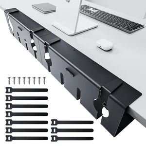 No Drill Under Desk Cable Management Tray, 17'' Wire Management, Punch-Free Clamp on, Metal Cable Tray, Wire Organizer Under Desk, Under Desk Basket for Office and Home, Black(2 Packs) No Drill Under Desk Cable Management Tray, 17'' Wire Management, Punch-Free Clamp on, Metal Cable Tray, Wire Organizer Under Desk, Under Desk Basket for Office and Home, Black(2 Packs)