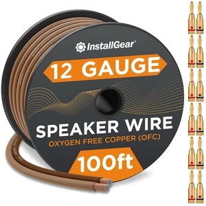 12 Gauge Speaker Wire with 12 Banana Plugs (100ft) - 12 AWG Cable 99.9% - Deoxidized Copper - True Spec and Touch Cable - Speaker Wire 12 Gauge 12 Gauge Speaker Wire with 12 Banana Plugs (100ft) - 12 AWG Cable 99.9% - Deoxidized Copper - True Spec and Touch Cable - Speaker Wire 12 Gauge