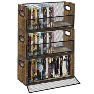 PUTNATRURE DVD CD Storage Rack, 3 Pack Holds 84 DVDs (28 Each), Stackable Wood & Metal DVD Tower with Magnetic Opening Door for Easy Access, Desktop Organizer for Blu ray, Video Game Cases, VHS Tapes PUTNATRURE DVD CD Storage Rack, 3 Pack Holds 84 DVDs (28 Each), Stackable Wood & Metal DVD Tower with Magnetic Opening Door for Easy Access, Desktop Organizer for Blu ray, Video Game Cases, VHS Tapes