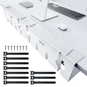 No Drill Under Desk Cable Management Tray, 17'' Wire Management, Punch-Free Clamp on, Metal Cable Tray, Wire Organizer Under Desk, Under Desk Basket for Office and Home, White(2 Packs) No Drill Under Desk Cable Management Tray, 17'' Wire Management, Punch-Free Clamp on, Metal Cable Tray, Wire Organizer Under Desk, Under Desk Basket for Office and Home, White(2 Packs)
