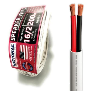 Wire&Cables - 16/2 Audiophile Speaker Wire (200 Feet) 16AWG Gauge - Made in USA - in Wall Audio Speaker Wire Cable/CL Rated/ETL Listed / 2 Conductors - OFC Oxygen-Free Copper, White 200ft Wire&Cables - 16/2 Audiophile Speaker Wire (200 Feet) 16AWG Gauge - Made in USA - in Wall Audio Speaker Wire Cable/CL Rated/ETL Listed / 2 Conductors - OFC Oxygen-Free Copper, White 200ft
