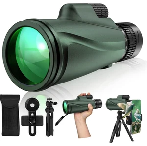 Monocular Telescope 80 x 100 High Powered Monoculars for Adults with Tripod, Monocular for Smartphone Suitable for Bird Watching Larger Vision Monoculars for Adults with BAK4 Prism & FMC Lens Green Monocular Telescope 80 x 100 High Powered Monoculars for Adults with Tripod, Monocular for Smartphone Suitable for Bird Watching Larger Vision Monoculars for Adults with BAK4 Prism & FMC Lens Green