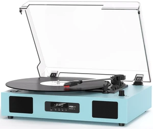 Vinyl Record Player with Speakers and Bluetooth, USB Recording, Blue 3-Speed Belt-Drive Turntable, SD card/USB/LED Display, Built-in Stereo Speakers,RCA Output,Auto Stop for 7/10/12 Vinyl Vinyl Record Player with Speakers and Bluetooth, USB Recording, Blue 3-Speed Belt-Drive Turntable, SD card/USB/LED Display, Built-in Stereo Speakers,RCA Output,Auto Stop for 7/10/12 Vinyl