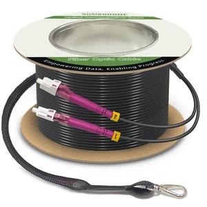 160ft Armored OM4 LC to LC Fiber Patch Cable Multimode Duplex, LSZH Black 50m, 10gb/40gb/100gb, 2 Fibers MMF 50/125m LC Fiber Optic Cable Indoor/Outdoor with Pulling Eye Kit Installed on one end 160ft Armored OM4 LC to LC Fiber Patch Cable Multimode Duplex, LSZH Black 50m, 10gb/40gb/100gb, 2 Fibers MMF 50/125m LC Fiber Optic Cable Indoor/Outdoor with Pulling Eye Kit Installed on one end