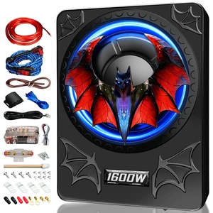 1600W 10" Slim Under Seat Subwoofers with Built-in Amp LED Ambient Light, Deep Bass, Individual Controls (LPF/Gain/Bass Boost), High Output Distortion-Free Audio, Suitable for All Vehicle Models 1600W 10" Slim Under Seat Subwoofers with Built-in Amp LED Ambient Light, Deep Bass, Individual Controls (LPF/Gain/Bass Boost), High Output Distortion-Free Audio, Suitable for All Vehicle Models