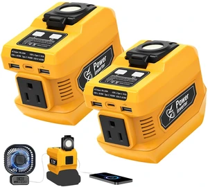 2 Pack 220W Power Inverter Compatible with Dewalt 20V Battery DC 20V to AC 110V-120V Portable Power Generator, Inverter with 2 USB Ports &1 Type-C &1 AC Outlet, 400 Lumen LED Light 2 Pack 220W Power Inverter Compatible with Dewalt 20V Battery DC 20V to AC 110V-120V Portable Power Generator, Inverter with 2 USB Ports &1 Type-C &1 AC Outlet, 400 Lumen LED Light