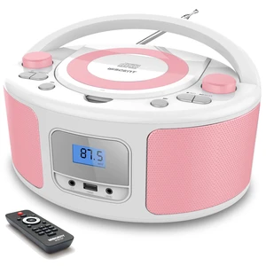 Portable CD Player Boombox with FM Radio, Bluetooth, Clear Stereo Sound, Remote Control, USB Input, AUX & Headphone Jack, CD-R/CD-RW/MP3-CD Compatible, AC/Battery Powered Portable CD Player Boombox with FM Radio, Bluetooth, Clear Stereo Sound, Remote Control, USB Input, AUX & Headphone Jack, CD-R/CD-RW/MP3-CD Compatible, AC/Battery Powered