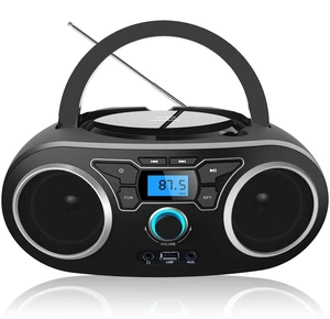 Portable CD Boombox with Bluetooth, FM Radio, USB Port, MP3-CD Compatible, AUX Input, Headphone Jack, Remote Control, Clear Stereo 4 Watts of Audio, AC/Battery Powered Portable CD Boombox with Bluetooth, FM Radio, USB Port, MP3-CD Compatible, AUX Input, Headphone Jack, Remote Control, Clear Stereo 4 Watts of Audio, AC/Battery Powered