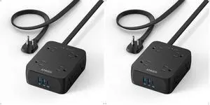 2000J Surge Protector Flat Plug 10ft Thin Extension Cord, 8 Outlets, 2 USB 1 USB C (20W iPhone15), W 2000J Surge Protector Flat Plug 10ft Thin Extension Cord, 8 Outlets, 2 USB 1 USB C (20W iPhone15), W