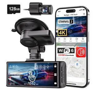 F7N Touch Dash Camera 4K STARVIS 2 Front and Rear, 5GHz WiFi 20MB/s, Includes 128GB Card, Voice Cont F7N Touch Dash Camera 4K STARVIS 2 Front and Rear, 5GHz WiFi 20MB/s, Includes 128GB Card, Voice Cont