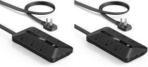 Ultra Thin 10-in-1 Power Strip 6 AC, 2 USB- USB-C Ports, Flat Plug, 5-Foot Cord Ultra Thin 10-in-1 Power Strip 6 AC, 2 USB- USB-C Ports, Flat Plug, 5-Foot Cord