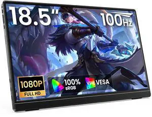 Portable 18.5 Inch 100Hz FHD Monitor Built-in Speakers and Stand, Laptop Portable 18.5 Inch 100Hz FHD Monitor Built-in Speakers and Stand, Laptop
