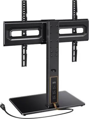 Swivel TV Stand Power Outlet and Tempered Glass Base 32-80 inch TVs, Max 99 lbs Swivel TV Stand Power Outlet and Tempered Glass Base 32-80 inch TVs, Max 99 lbs