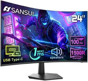 24 Inch 100Hz Curved Computer Monitor USB Type-C, Built-in Speakers, MPRT 1ms, Adaptive Sync, HDR, 1 24 Inch 100Hz Curved Computer Monitor USB Type-C, Built-in Speakers, MPRT 1ms, Adaptive Sync, HDR, 1