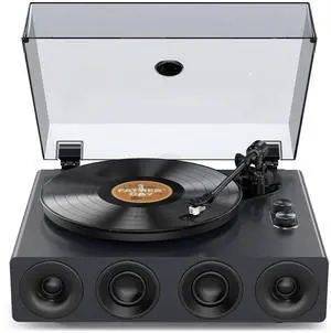 All-in-One Record Player Built-in Speakers and Phono Preamp, Magnetic AT 3600L Cartridge, 2-Speed Be All-in-One Record Player Built-in Speakers and Phono Preamp, Magnetic AT 3600L Cartridge, 2-Speed Be