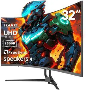 Curved 32 Gaming Monitor 4K UHD 3840x2160 VA 1500R, 144Hz/160Hz, AMD FreeSync, 120 sRGB, Built-in Sp Curved 32 Gaming Monitor 4K UHD 3840x2160 VA 1500R, 144Hz/160Hz, AMD FreeSync, 120 sRGB, Built-in Sp