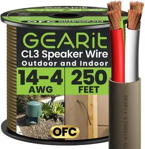 UL CL3 Rated 14 Gauge Speaker Wire, 250ft Copper Cable Polarity Mark In-Wall Car Home Outdoor System UL CL3 Rated 14 Gauge Speaker Wire, 250ft Copper Cable Polarity Mark In-Wall Car Home Outdoor System