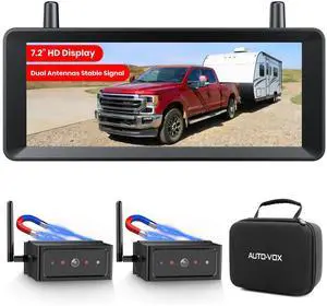 7.2" Wireless Magnetic Backup Camera with Monitor, 1-Min Install, 1080P Dual Camera, 500ft Stable Signal, Built-In DVR Recording, IR Night Vision Backup Camera for RV, Truck, Trailer & Camper 7.2" Wireless Magnetic Backup Camera with Monitor, 1-Min Install, 1080P Dual Camera, 500ft Stable Signal, Built-In DVR Recording, IR Night Vision Backup Camera for RV, Truck, Trailer & Camper