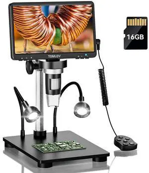 DM9B 7" Digital Microscope: 1080P 1200X Coin Microscope Magnifier, 12MP Ultra-Precise Focusing LCD Soldering Microscopes for Adults, PC View, 16GB, Black DM9B 7" Digital Microscope: 1080P 1200X Coin Microscope Magnifier, 12MP Ultra-Precise Focusing LCD Soldering Microscopes for Adults, PC View, 16GB, Black
