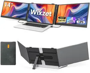 14" Triple Laptop Screen Extender, Ultra Thin FHD 1080P Portable Monitor, 2.2lbs Lightweight Plug & Play Travel Monitor for 13" 17" Laptops, Compatible with Windows/Mac/Android/Chrome 14" Triple Laptop Screen Extender, Ultra Thin FHD 1080P Portable Monitor, 2.2lbs Lightweight Plug & Play Travel Monitor for 13" 17" Laptops, Compatible with Windows/Mac/Android/Chrome