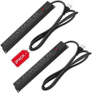2Pack Metal Wall Mount Power Strip, Mountable Power Outlet with 6 AC Outlets, Aluminum Alloy Mount Power Socket with Switch, 15 FT SJT 3/C 14AWG Power Cord, 15A 125V 1875W (6AC) 2Pack Metal Wall Mount Power Strip, Mountable Power Outlet with 6 AC Outlets, Aluminum Alloy Mount Power Socket with Switch, 15 FT SJT 3/C 14AWG Power Cord, 15A 125V 1875W (6AC)