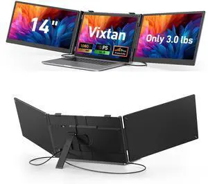 14" Triple Laptop Screen Extender, 3.0 lbs Lightweight FHD IPS Portable Monitor for Laptop, USB-C Plug & Play Multi Screen Attachment for 13-17.3" laptops with Windows/Mac/Chrome 14" Triple Laptop Screen Extender, 3.0 lbs Lightweight FHD IPS Portable Monitor for Laptop, USB-C Plug & Play Multi Screen Attachment for 13-17.3" laptops with Windows/Mac/Chrome