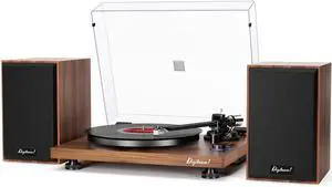Bluetooth Turntable HiFi System with 36 Watt Bookshelf Speakers, Patend Designed Vinyl Record Player with Magnetic Cartridge, Bluetooth Playback and Auto Off Bluetooth Turntable HiFi System with 36 Watt Bookshelf Speakers, Patend Designed Vinyl Record Player with Magnetic Cartridge, Bluetooth Playback and Auto Off