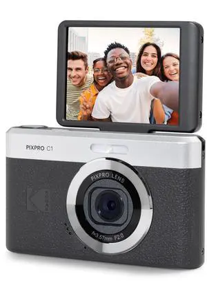 PIXPRO C1 Digital Camera, 13MP Compact Point & Shoot with 4X Optical Zoom, 180 Degree Flip Screen, 1080p HD Video, Black PIXPRO C1 Digital Camera, 13MP Compact Point & Shoot with 4X Optical Zoom, 180 Degree Flip Screen, 1080p HD Video, Black