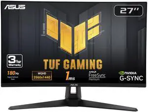 TUF Gaming 27 1440P HDR Monitor (VG27AQ3A) QHD (2560 x 1440), 180Hz, 1ms, Fast IPS, 130% sRGB, Extreme Low Motion Blur Sync, Speakers, Freesync Premium, G-SYNC Compatible, HDMI, DisplayPort TUF Gaming 27 1440P HDR Monitor (VG27AQ3A) QHD (2560 x 1440), 180Hz, 1ms, Fast IPS, 130% sRGB, Extreme Low Motion Blur Sync, Speakers, Freesync Premium, G-SYNC Compatible, HDMI, DisplayPort