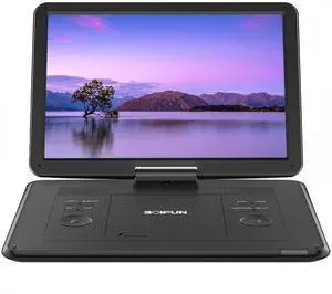 17.5" Portable DVD Player with 15.6" Large HD Screen, 6 Hours Rechargeable Battery, Support USB/SD Card/Sync TV and Multiple Disc Formats, High Volume Speaker, Black 17.5" Portable DVD Player with 15.6" Large HD Screen, 6 Hours Rechargeable Battery, Support USB/SD Card/Sync TV and Multiple Disc Formats, High Volume Speaker, Black