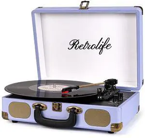 Vinyl Record Player 3 Speed Bluetooth Suitcase Portable Belt Driven Record Player with Built in Speakers RCA Line Out AUX in Headphone Jack Vintage Turntable Vinyl Record Player 3 Speed Bluetooth Suitcase Portable Belt Driven Record Player with Built in Speakers RCA Line Out AUX in Headphone Jack Vintage Turntable