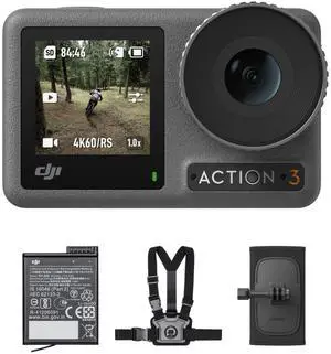 Osmo Action 3 Outdoor Combo - 4K/120fps Action Camera with Chest & Backpack Strap Mount for Hiking and Cycling, Super-Wide FOV, HorizonSteady, Cold Resistant & Up to 320 Mins with 2 Batteries Osmo Action 3 Outdoor Combo - 4K/120fps Action Camera with Chest & Backpack Strap Mount for Hiking and Cycling, Super-Wide FOV, HorizonSteady, Cold Resistant & Up to 320 Mins with 2 Batteries